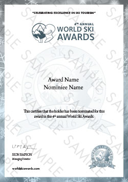 World Ski Awards Nominee Certificate