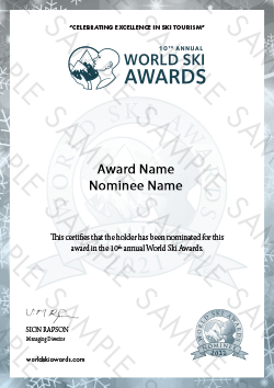 World Ski Awards Nominee Certificate